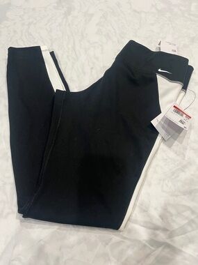 Nike One Black Leggings with White Side Stripe